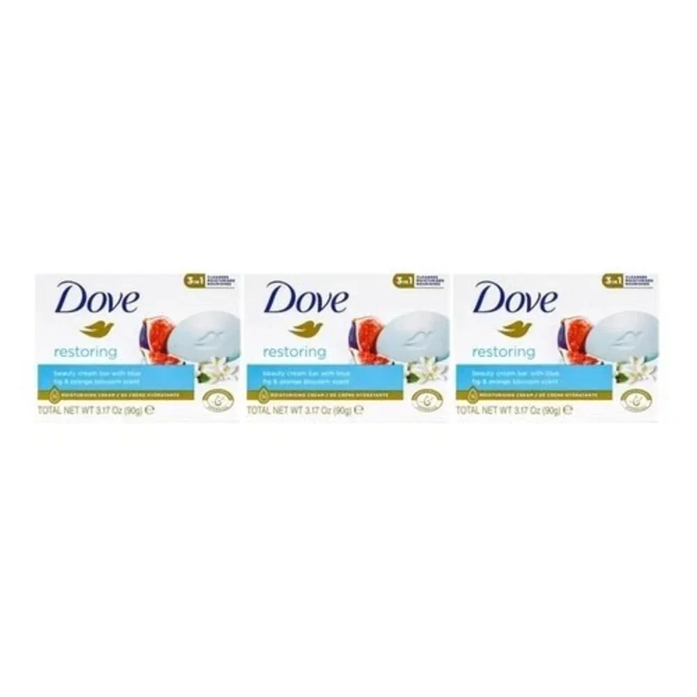 Dove Soap Restoring Beauty Bar Blue Fig Orange Blossom 3.17oz 3-Pack New Sealed